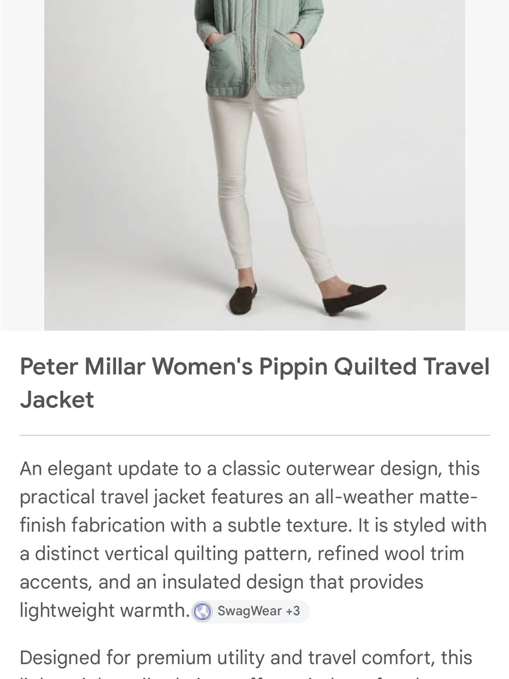 Peter Millar Womens Pippin Quilted Travel Jacket Size M Sage Fog Green NWT